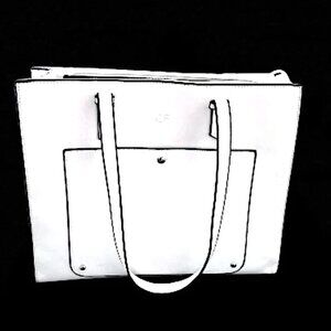 CLAIRE FRANCE White With Black Trim Elegant Large Pu Leather Tote 15"x12.5"x 5"